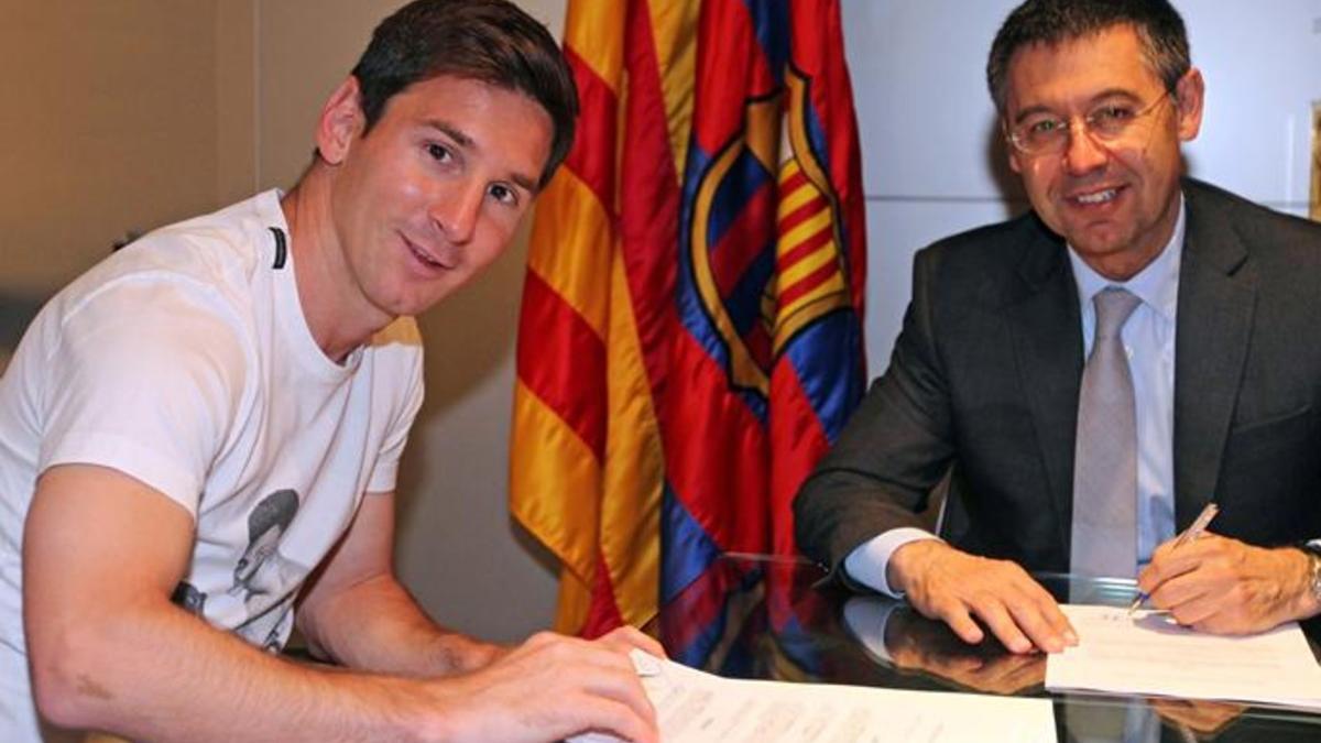 Messi firmó su penúltima renovación en mayo de 2014