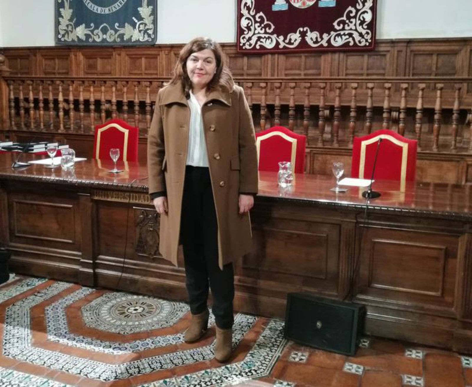 Nuria Gallego, en el paraninfo de la Universidad de Alcalá