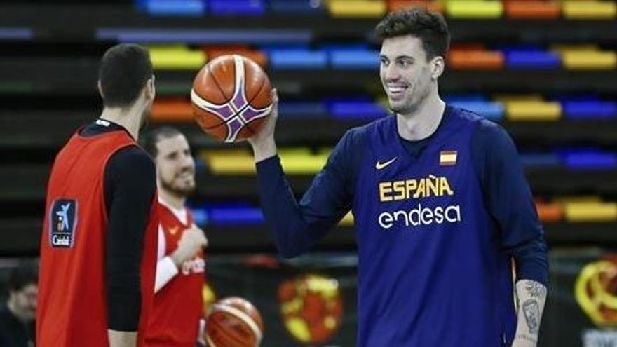 Entrenamiento de la selección española de baloncesto.