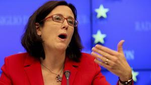 Cecilia Malmstrom, comissària europea de l’Interior, durant una roda de premsa, avui a Brussel·les.