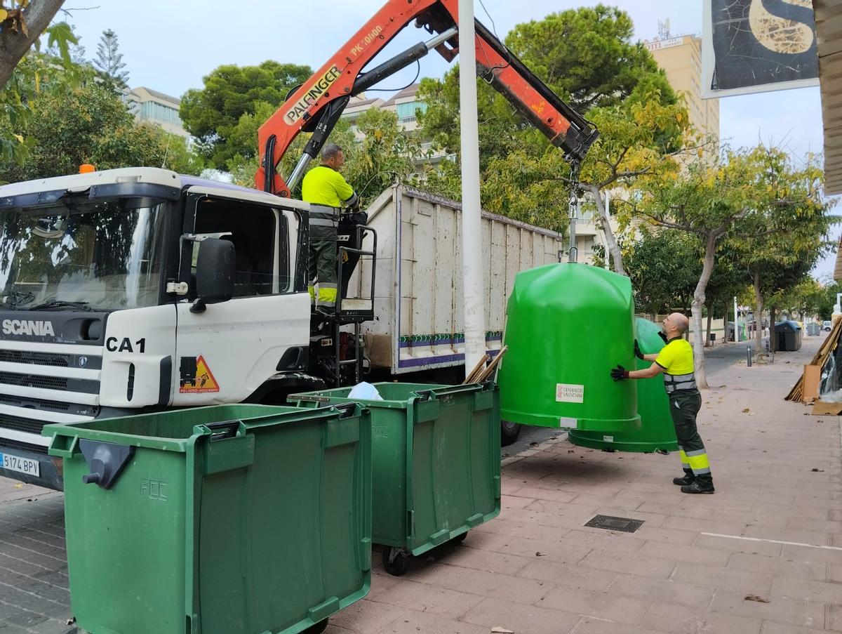 Recogida de vidrio en Gandia.
