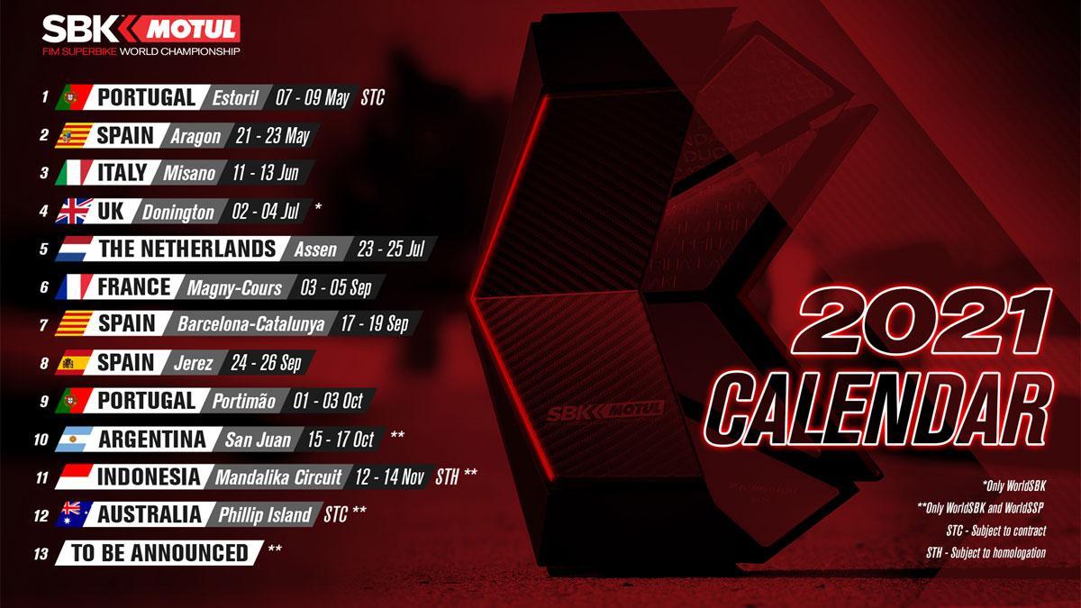 El Mundial de Superbikes actualiza su calendario, que pasa por