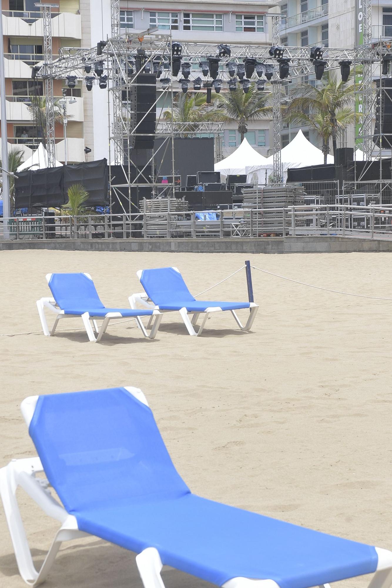 Preparativos para la Noche de San Juan en Las Canteras