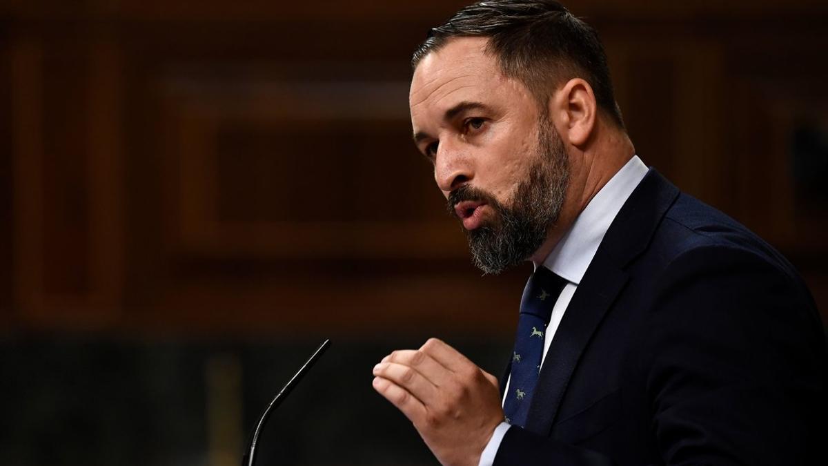 El líder de Vox, Santiago Abascal, en el Congreso de los Diputados.