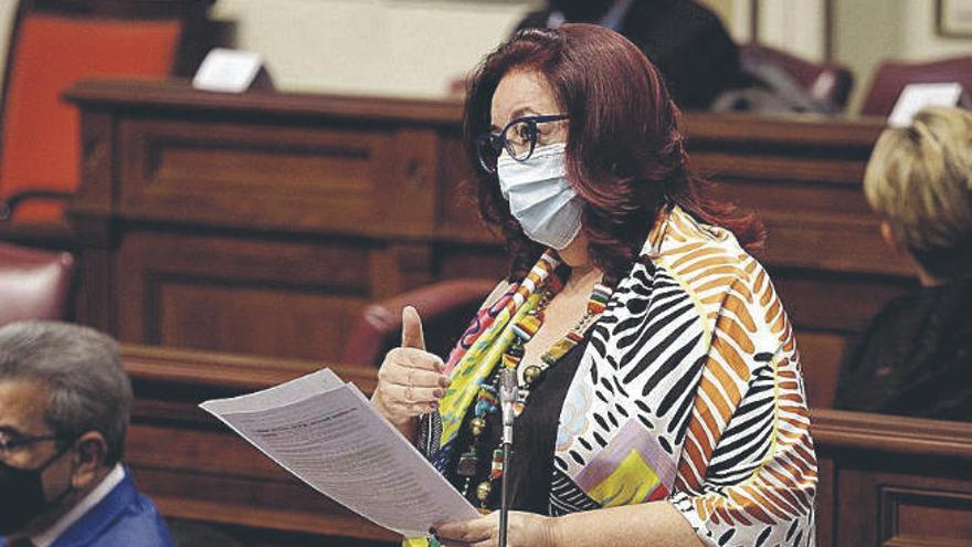 La consejera de Educación y Cultura, Manuela de Armas, en el pleno de ayer.