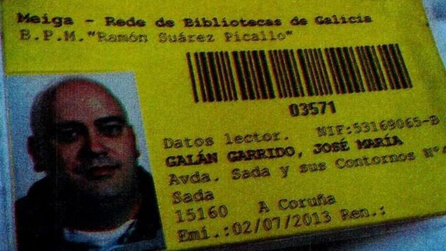 Un carné de José María Galán, desaparecido la pasada noche