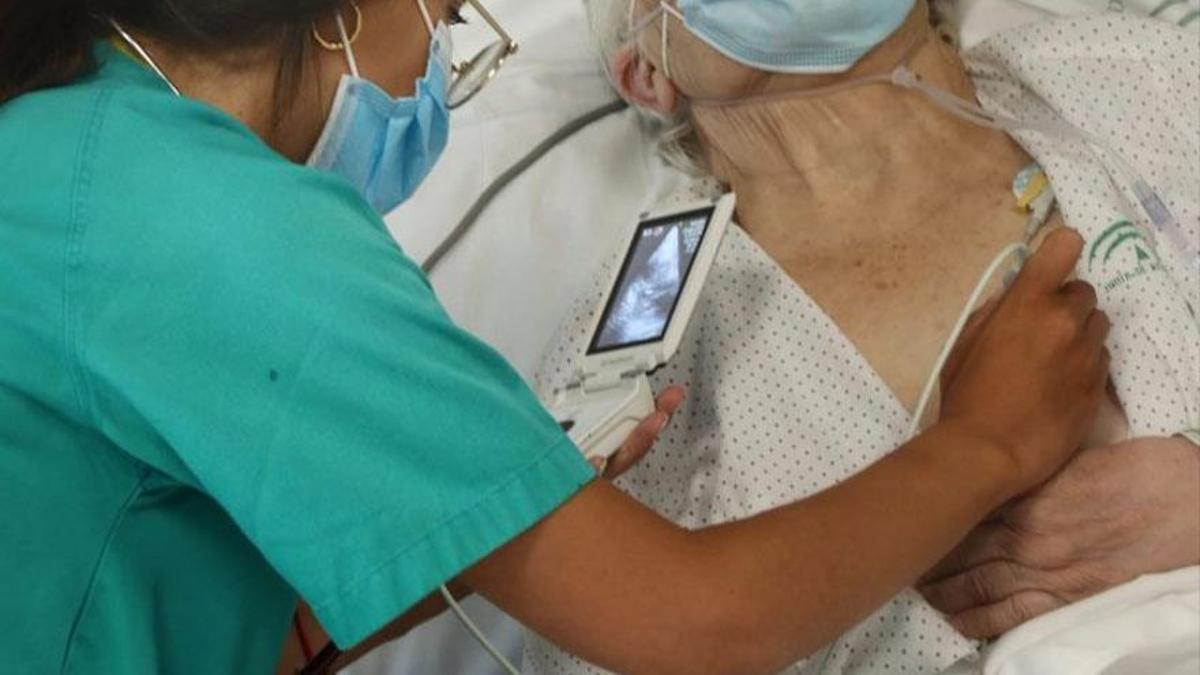 Atención a un paciente covid en el hospital Reina Sofía.