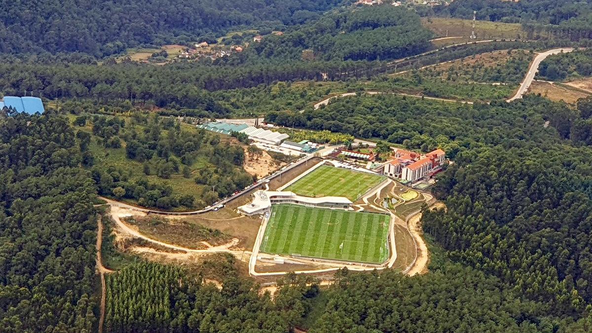 Vista aérea de la ciudad deportiva del Celta en Mos