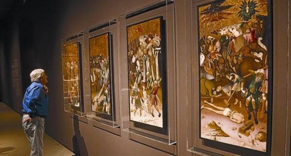 Els quatre compartiments del ’Retaule de Sant Jordi’, de Bernat Martorell. Els quatre compartiments del ’Retaule de Sant Jordi’, de Bernat Martorell.