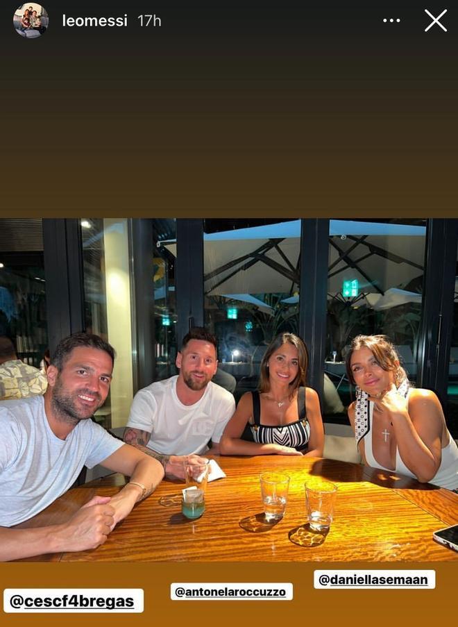 Leo Messi cenando junto a Cesc Fàbregas y sus respectivas parejas, Antonela y Daniella