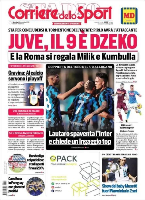 Portada CORRIERE DELLO SPORT miércoles 16/09/2020