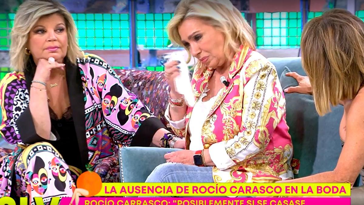 Rocío Carrasco hace llorar a Carmen Borrego en Sálvame por sus duros comentarios sobre la boda: &quot;Si se casa Alejandra Rubio, iría a su boda&quot;