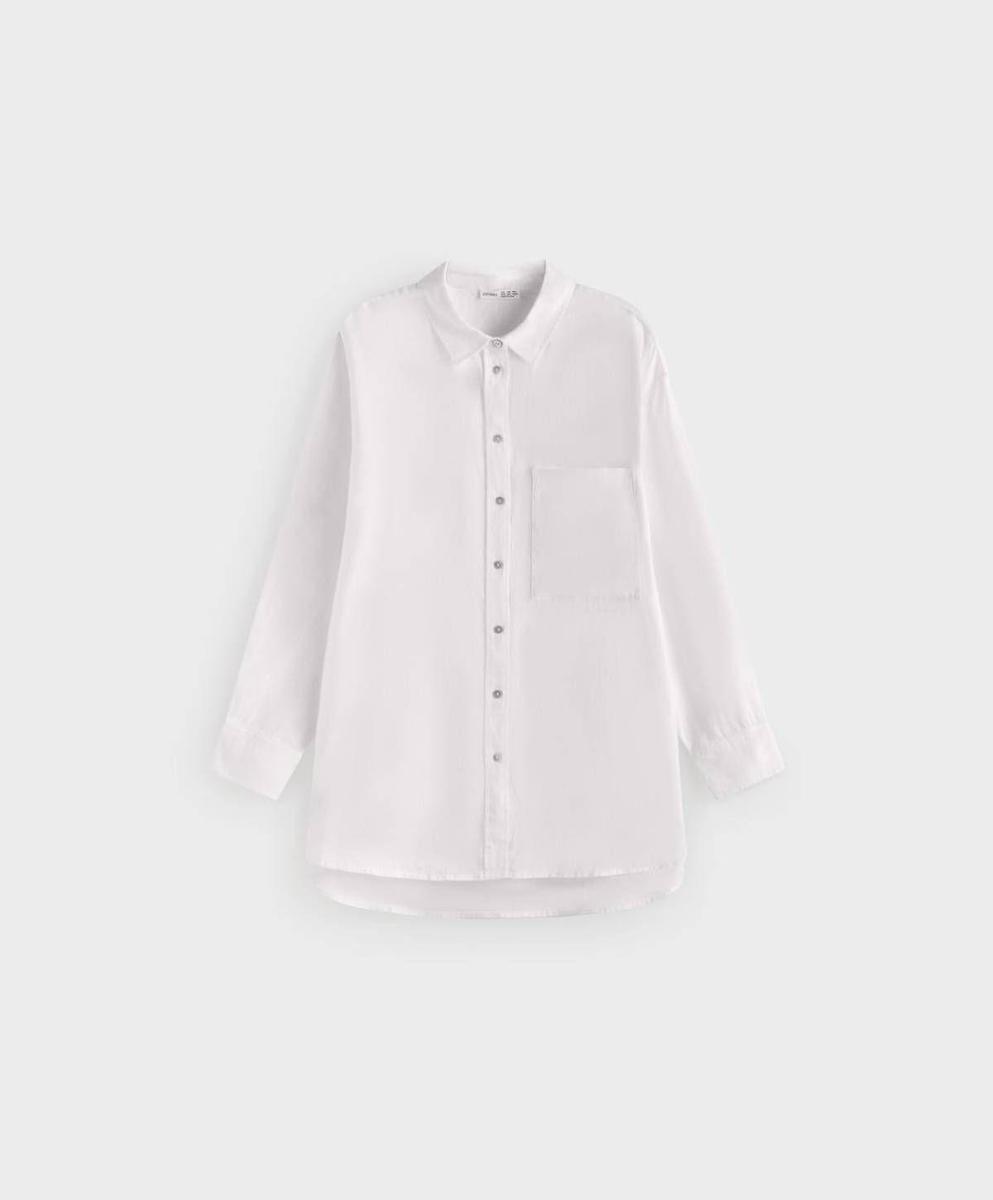 Camisa de lino en color blanco de Oysho