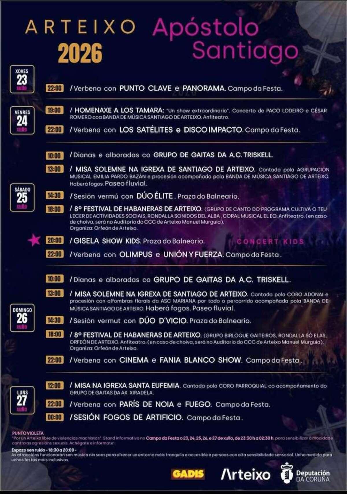 Cartel de las fiestas del Apóstol en Arteixo