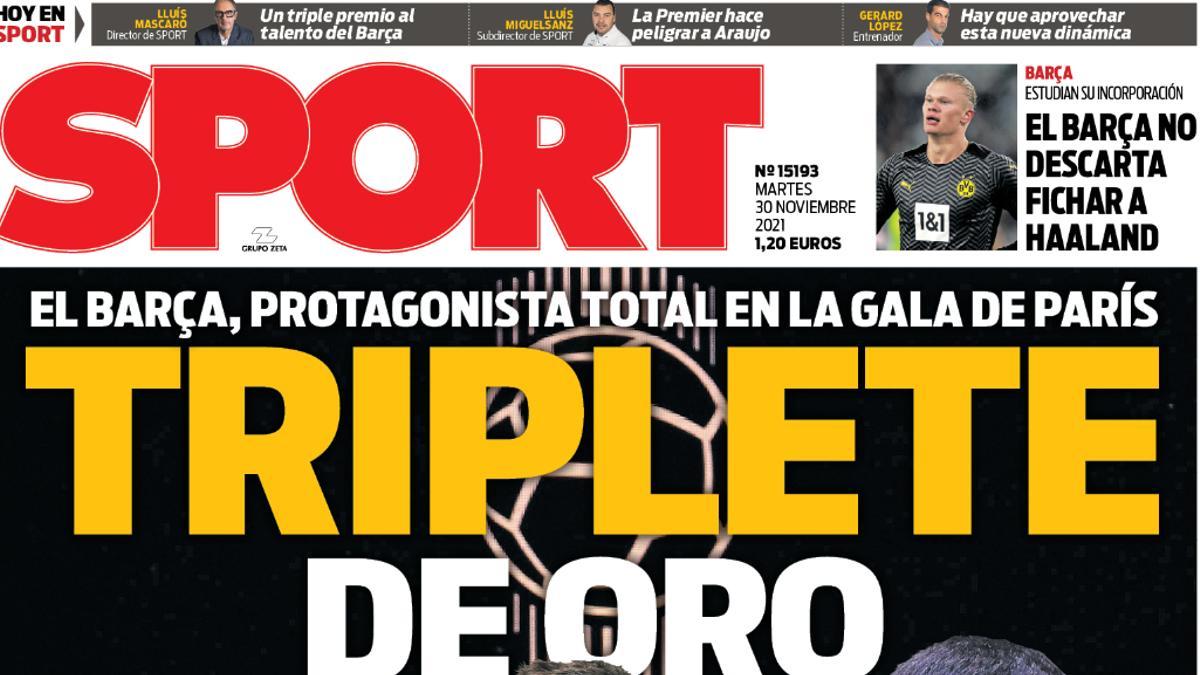 Esta es la portada de SPORT