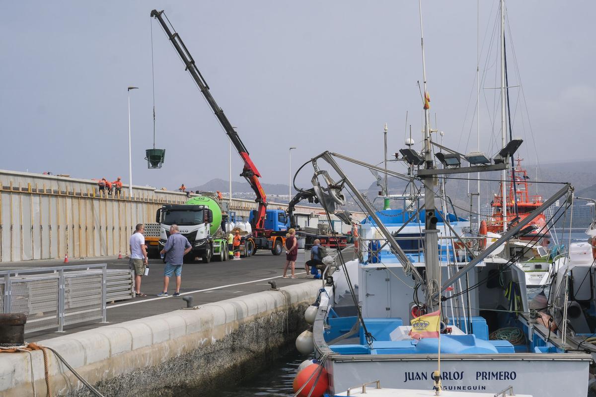 Obras en el muelle de Arguineguín, antes de la visita de el Papa León XIV.