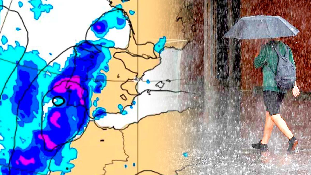 Imagen del frente este viernes con lluvias penetrando en España.