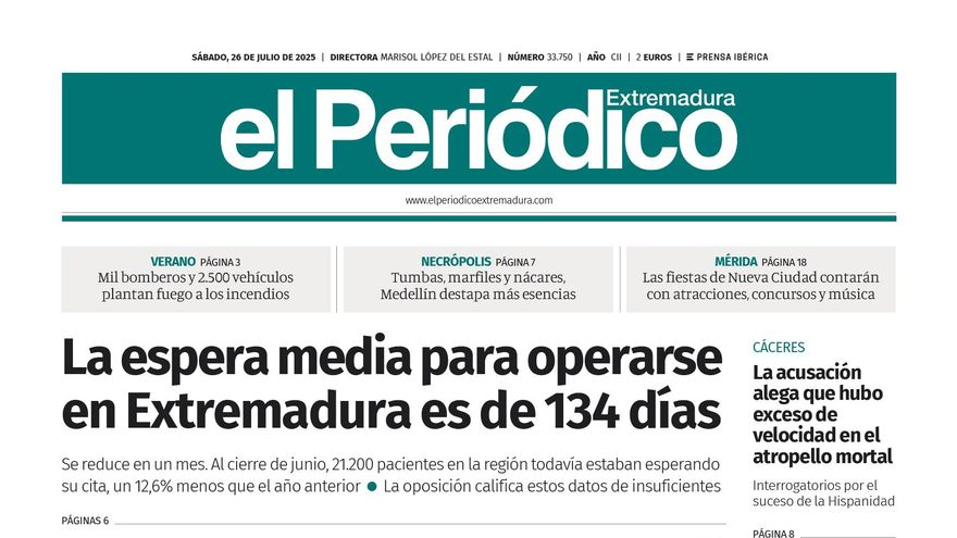 Consulta la portada correspondiente al día 26 de julio de 2025