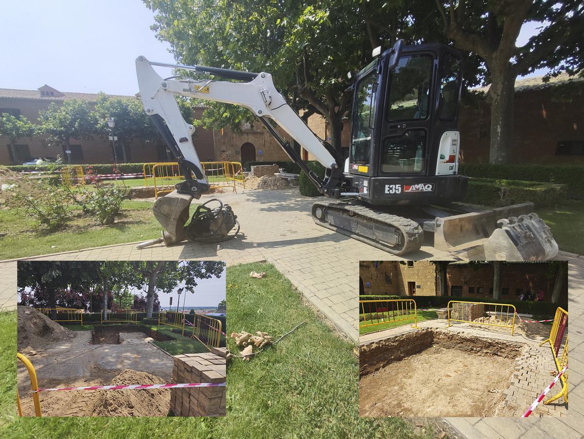 Trabajos de excavación arqueológica en cinco sondeos ubicados en el jardin adyacente al Parador Nacional de Turismo Fernando II.