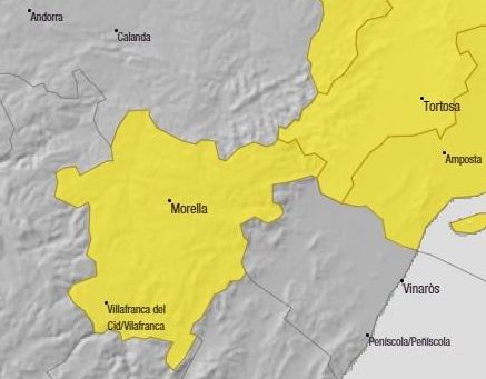 Zona de nivel máximo amarillo de alerta por viento