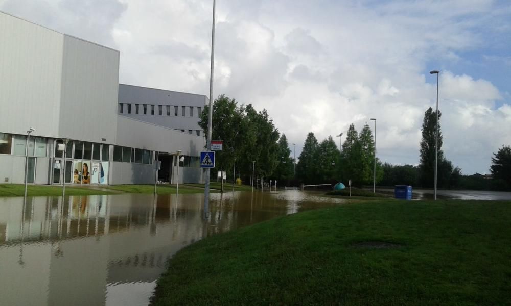 Inundación en el campus de Gijón