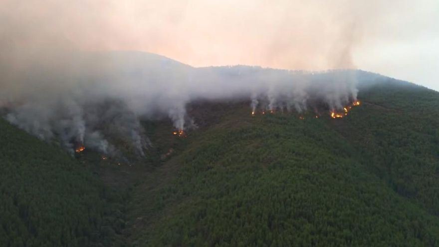 Estado del incendio de Las Hurdes a primera hora del jueves