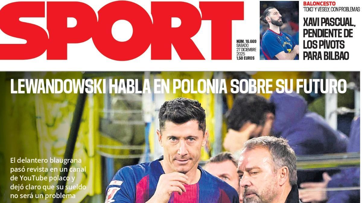 Esta es la portada de SPORT de hoy, sábado 27 de diciembre