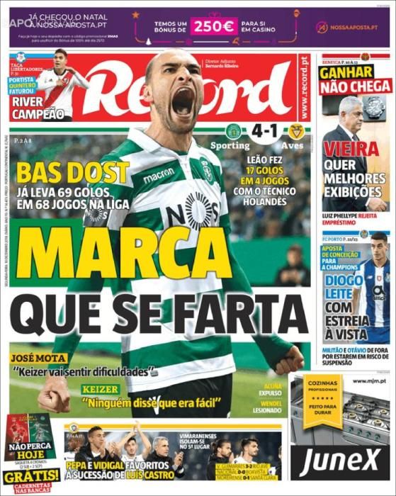 Portada RECORD lunes 10 de diciembre de 2018