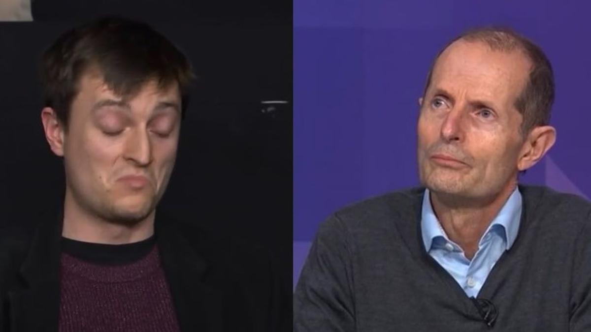 El antivacunas y, a la derecha, el científico, durante el programa de la BBC.