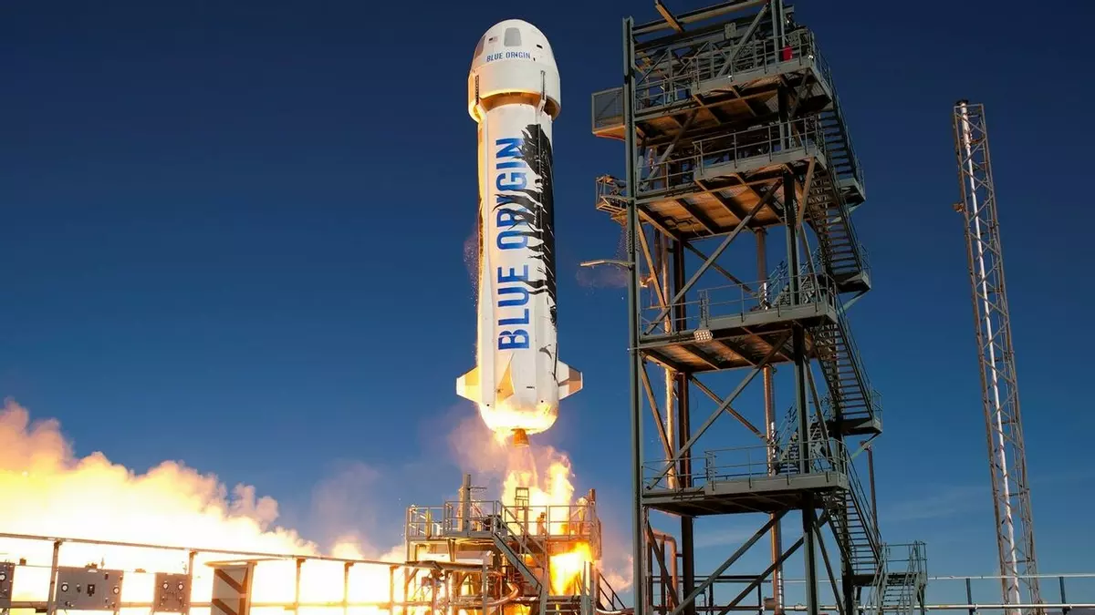 El cohete 'Blue Shepard', de la compañía Blue Origin, que volará el próximo martes.