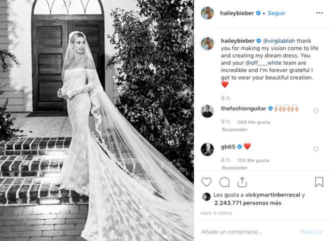 El vestido de novia de Hailey Baldwin en su boda con Justin Bieber