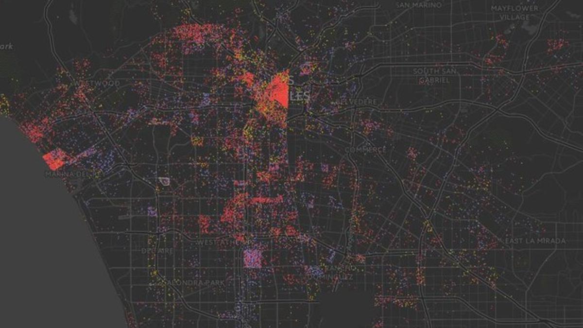 El medio Los Ángeles Times ya creó un mapa donde mostraba la cantidad de vagabundos que vivían en la ciudad.