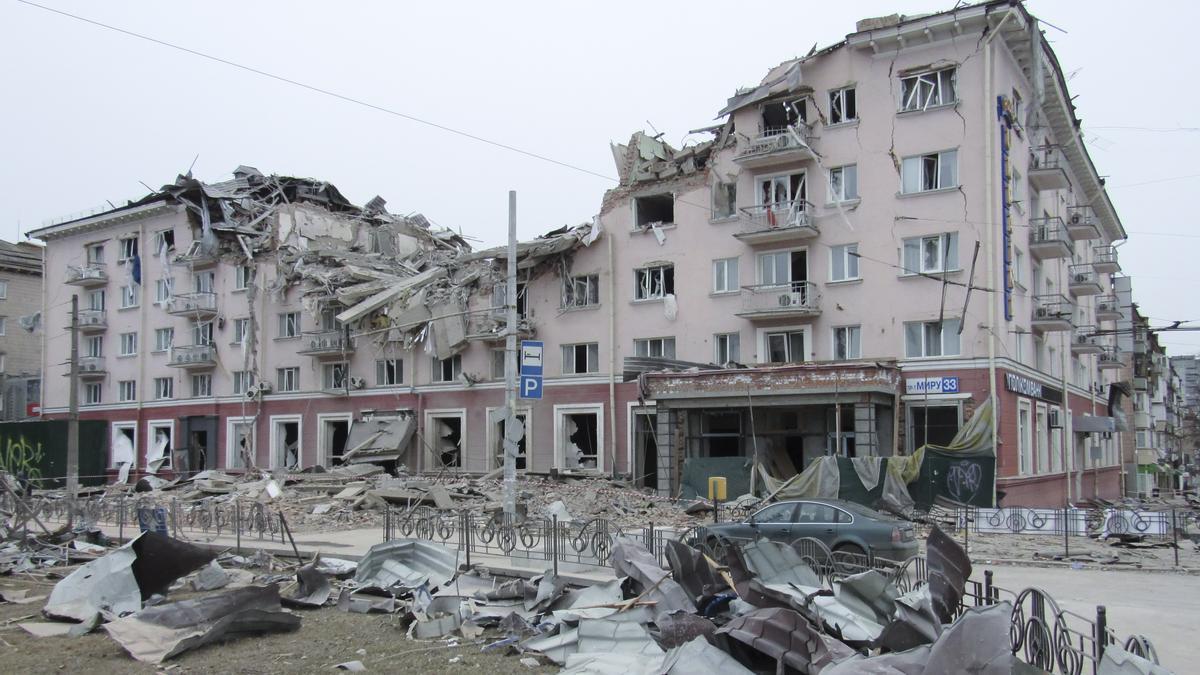 Hotel destruido por los bombardeos