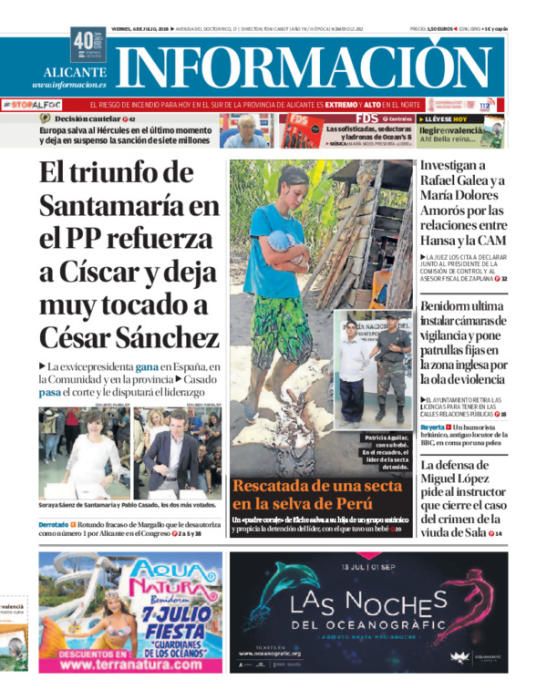 Estas han sido las portadas más destacadas de INFORMACIÓN en 2018