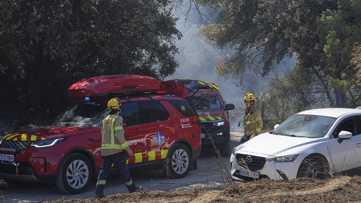Els bombers treballan en l'incendi de Vilavenut