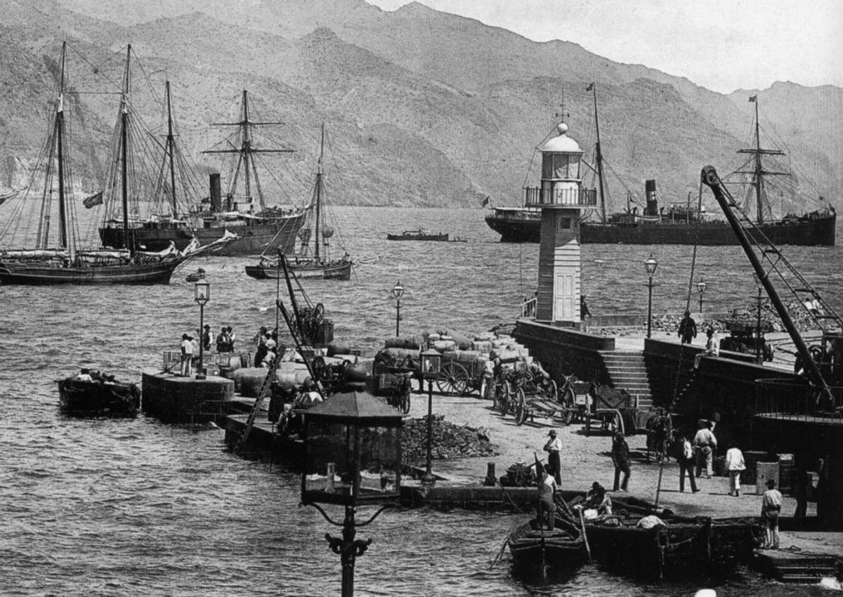 Muelle de carbón del Puerto de Santa Cruz con la Farola del Mar. | | E.D.