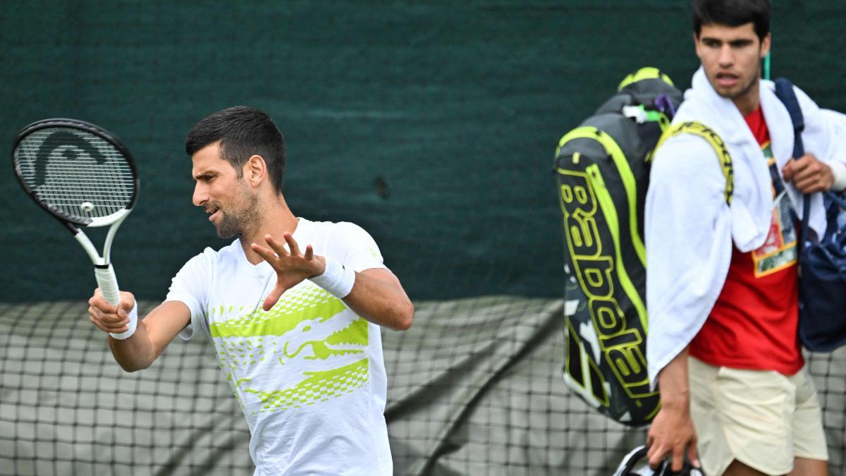 Alcaraz y Djokovic coincidieron en la práctica de Wimbledon