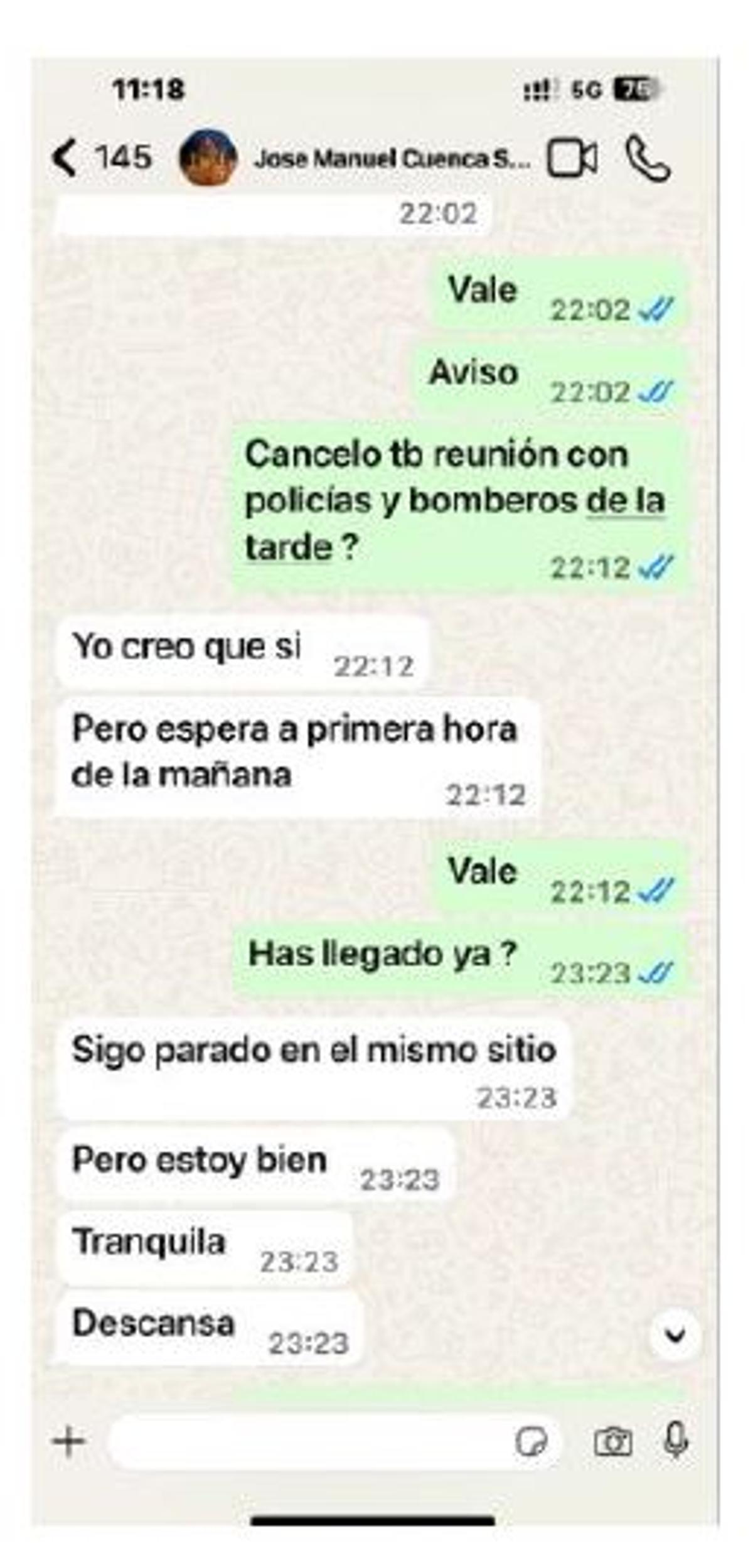 Otra parte de los mensajes de whatsapp de José Manuel Cuenca