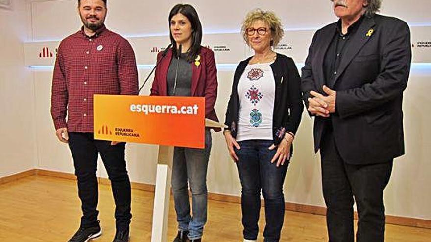 Els republicans Rufián, Vilalta, Cortès i Tardà ahir en roda de premsa