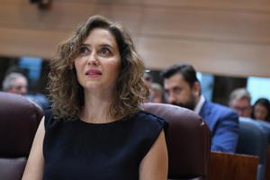 La presidenta de  la Comunidad de Madrid, Isabel Díaz Ayuso, durante una sesión plenaria en la asamblea madrileña,  a 21 de septiembre