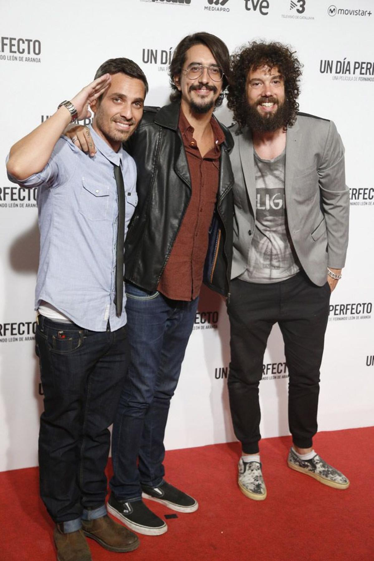 Juan Ibañez, Jorge Marron y Damian Moya en el estreno de 'Un día perfecto' en Madrid
