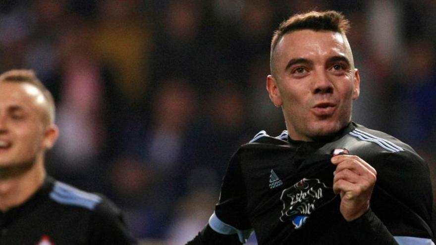 Iago Aspas celebra un gol con el Celta.