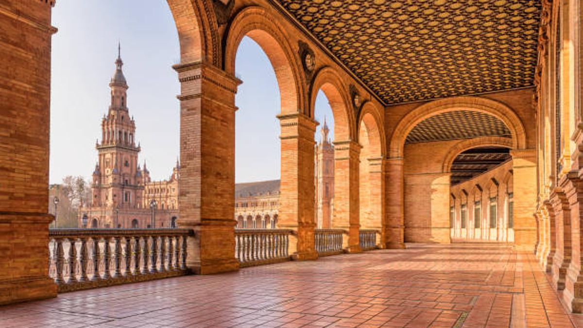 Vista Panorámica De La Plaza De España Sevilla