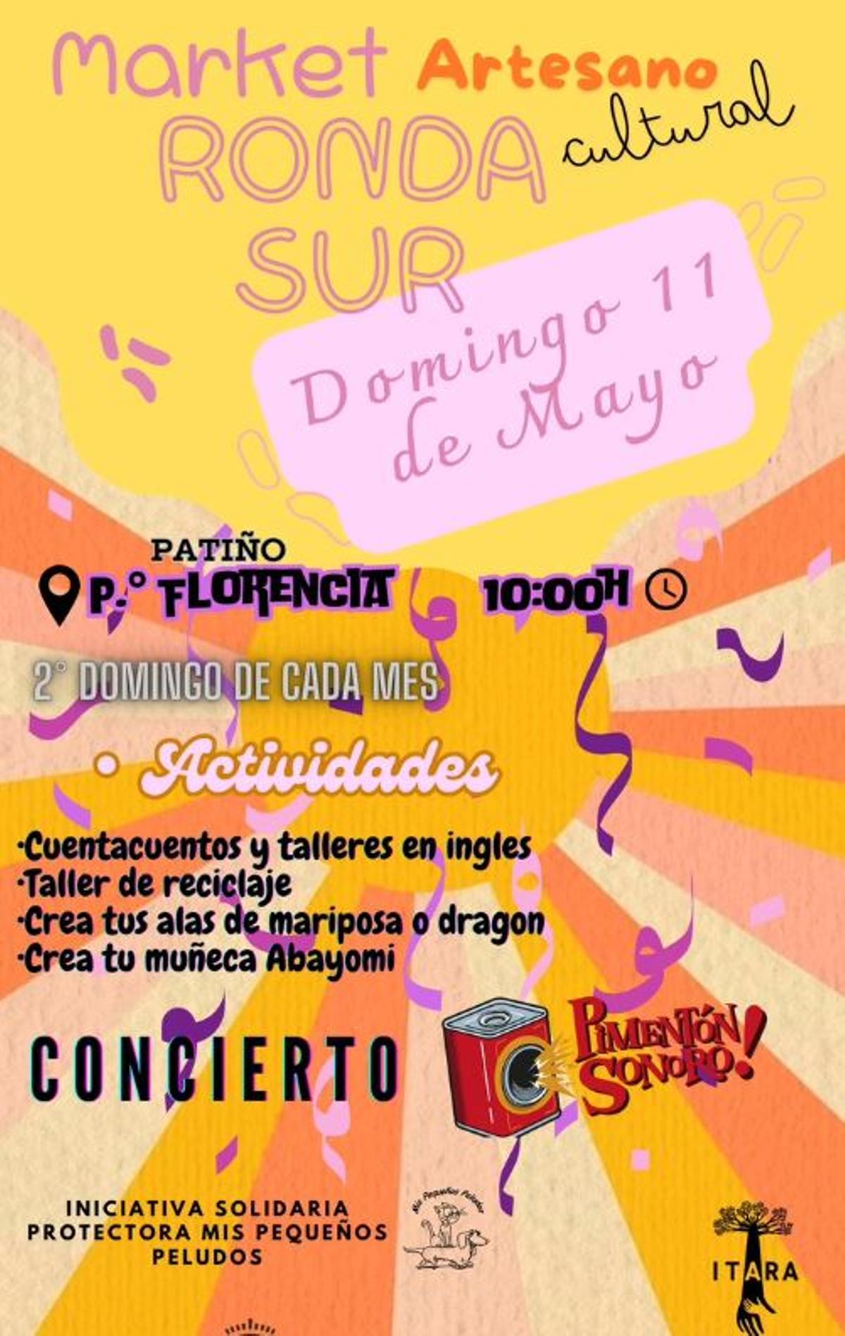 Cartel del mercadillo en Ronda Sur