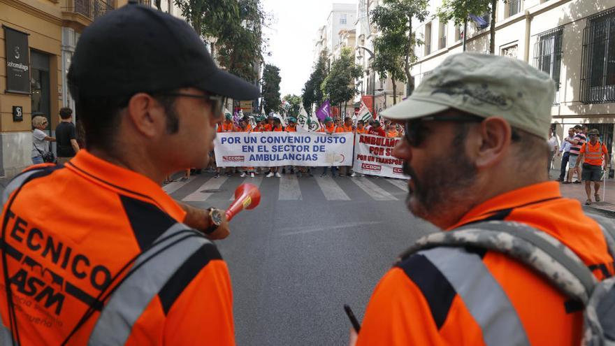 Marcha reivindicativa de trabajadores de las ambulancias ASM el pasado 7 de agosto.