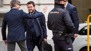 El vicepresidente catalán, Pere Aragonès, entra al Tribunal Supremo, este martes 23 de abril