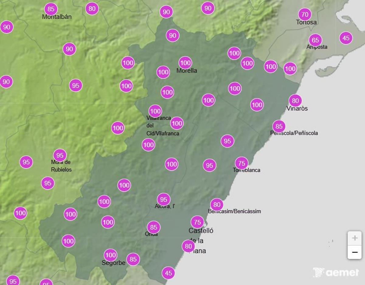 Probabilidad de precipitación el domingo 17 de mayo de 12:00h a 18:00h