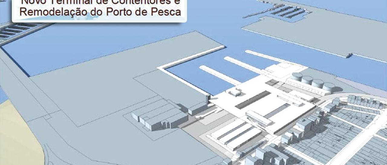 Recreación de la nueva terminal de contenedores sur de Leixões. // APDL