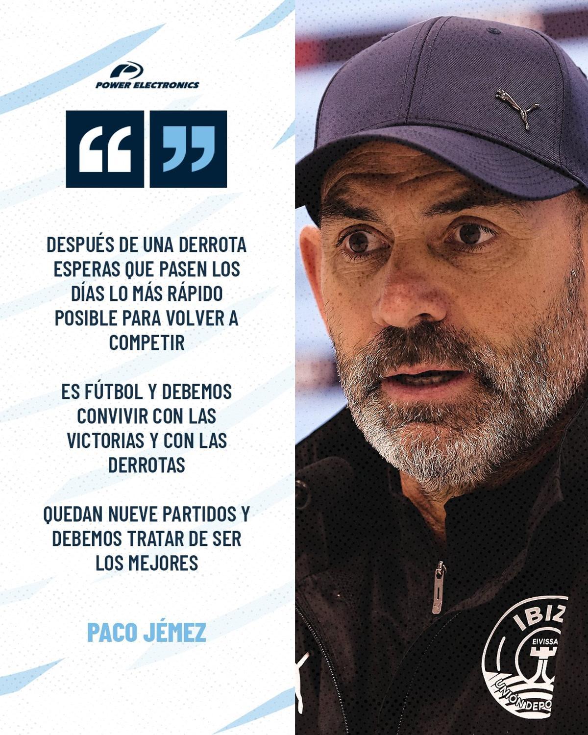 Cartela con las frases más destacadas del técnico antes de la disputa del Hércules CF-UD Ibiza.
