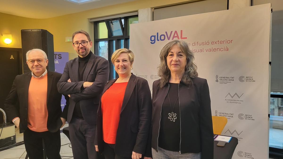 Abel Guarinos, Francesc Felipe, Raquel Tamarit y Teresa Cebrián, en la presentación de gloVAL